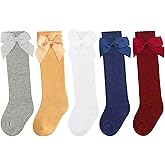 AQOKKA Baby Knee High Socks Kids Tube Long Boot Socks with Bow Cotton Knit Stocking Infant Toddler Dress Socks for Boy Girl