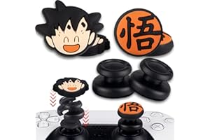 PlayRealm NO Falling Off Thumbstick Extender x 2 & Thumb Grip x 4 for PS5 & PS4 Controller (Goku)