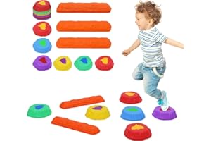 Stepping Stones for Kids, 8 pcs Non-Slip Balance Stepping Stones Set with Balance Boards, Indoor & Outdoor Toys, Toddlers Pre