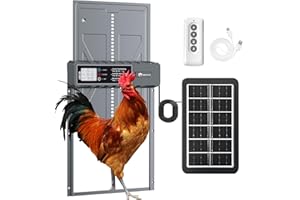 IBKINXX Automatic Chicken Coop Door Solar Powered with Timer, Remote Control, Anti-Pitch Aluminum Alloy Auto House Door for Chicken, Duck, Poultry, Weatherproof