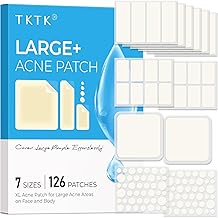 TKTK Large Pimple Patches for Face, 7 Sizes XL Acne Patches, Big Hydrocolloid Bandages for Body, Chin, Forehead, Chest, Back