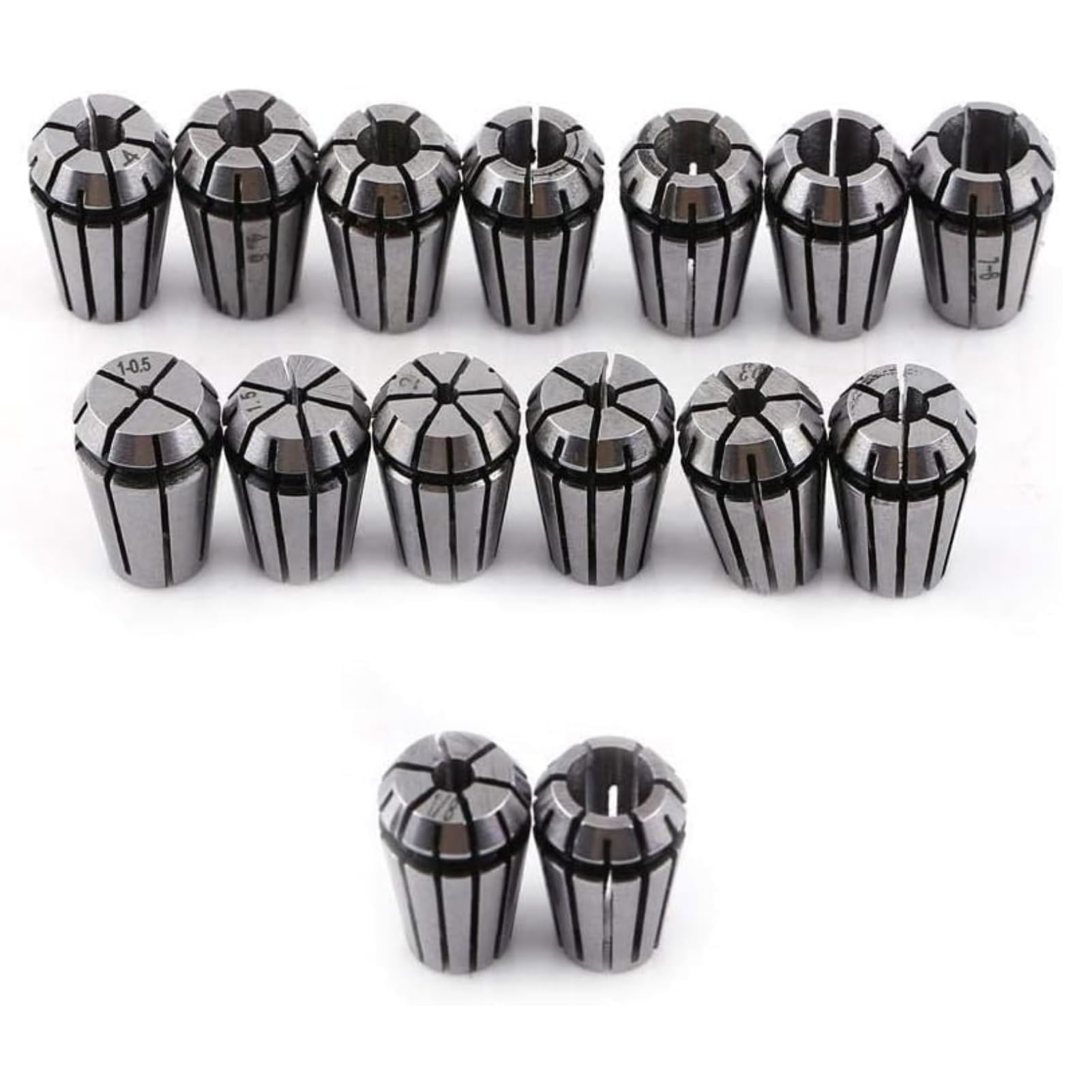 Jadeshay Spring Collet Set,15 PCS ER11 Precision Engraving Milling Lathe Chuck, for CNC Engraving Milling Lathe Tool,1.0mm-7.0mm & 1/4", 1/8"
