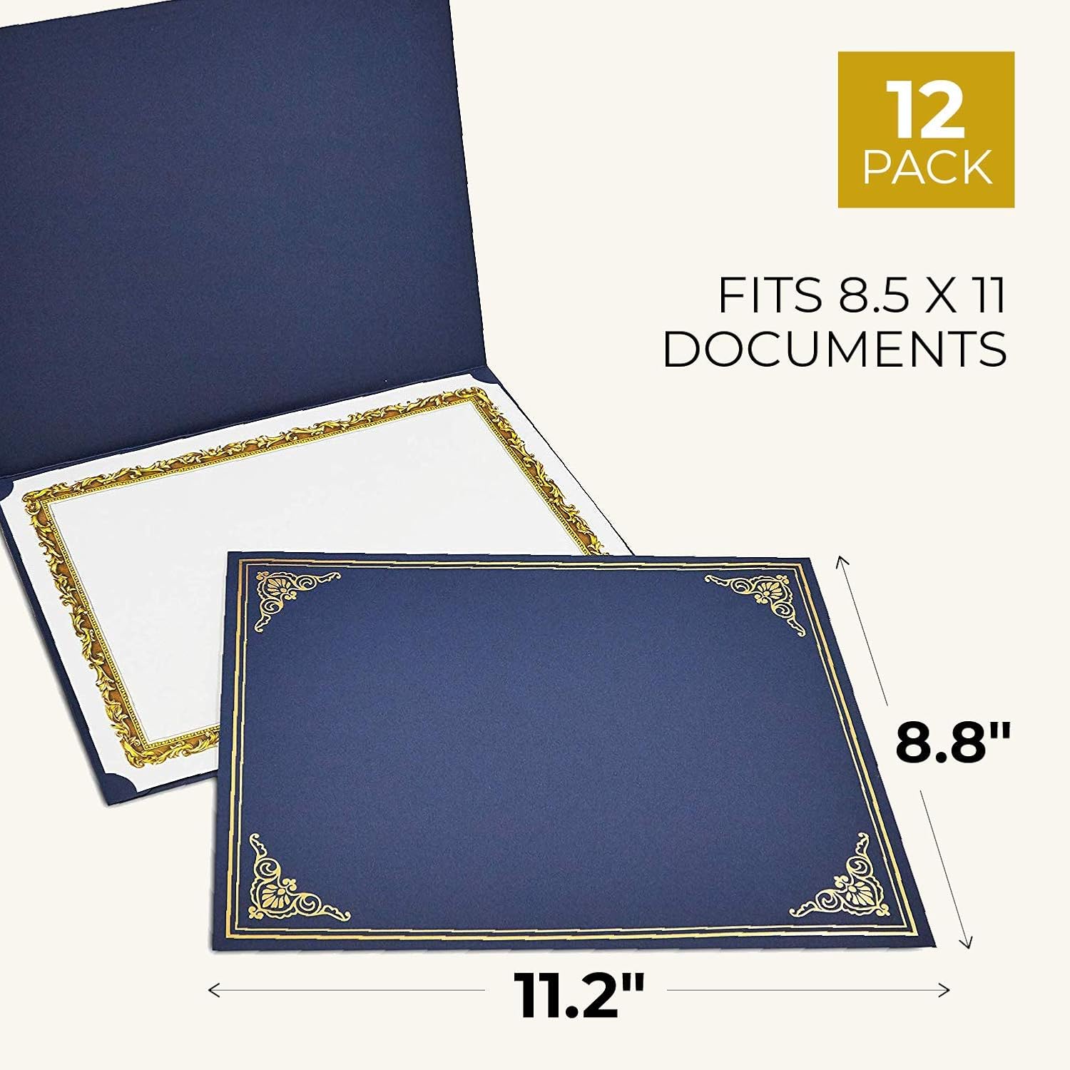 12 Pack Navy Blue Certificate Holders for Graduation Diploma Employee Awards, Achievements, Letter Size - Image 3