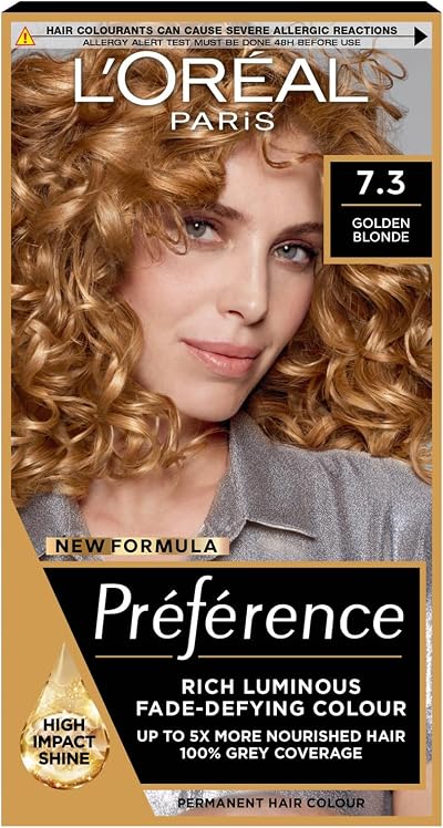 L'Oreal Preference 7.3 Golden Blonde Permanent Hair Dye Grey Coverage Mask