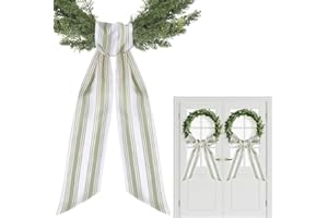 PartyforU Wreath Sash for Front Door - 2 Pcs Boho Stripe Sashes for Wreaths Garland Doorway Yard, 60 Inch Blank Wreath Scarf for Embroidery Monogram Rustic Farmhouse Home Decor