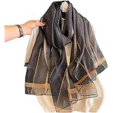 First Choose Silk Feeling Long Satin Scarf Fashion Beach Scarf Shawl Check Style Sunscreen Shawls Wraps-Lightweight Pattern