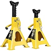 YELLOW JACKET Car Jack Stands with Double Locking and Large Foot Base for Lifting SUVS, Heavy Duty Steel, 3 Ton (6,600 lb) Ca