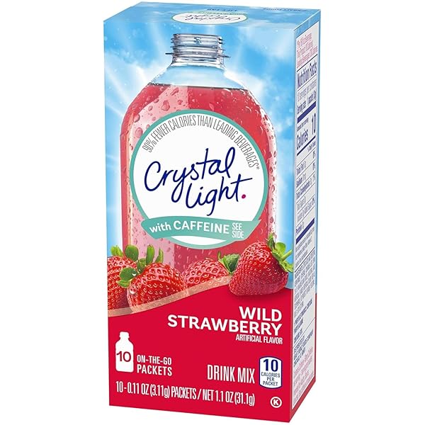 CRYSTAL LIGHT ON THE GO WILD STRAWBERRY WITH CAFFEINE DRINK MIX, 10-PACKET BOX (PACK OF 40)