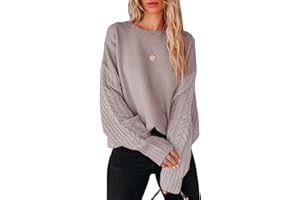 ANRABESS Women's Crewneck Cable Knit Long Sleeve Oversized Cozy Casual Chunky 2024 Fall Pullover Sweater Tops Trendy Outfits