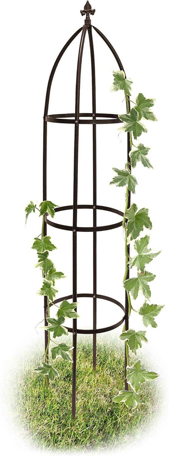 Relaxdays Metal Obelisk, 190 cm, Trellis for Climbing Plants, Support