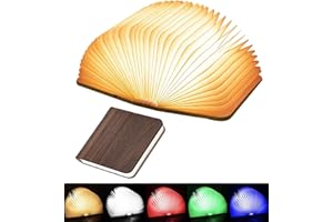 Tiuredx Wooden Book Light, Upgraded 5 Colors Creative LED Book Night Light USB Rechargeable Magnetic Folding Mood Light for Home,Office,Library Decor Gift