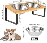 Radsocken Elevated Cat Food Bowls 15° Tilted Stainless Steel with Wooden Stand view 6