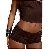 Floerns Women's Y2k Lace Up Mini Shorts Low Rise Music Festival Micro Hot Pants
