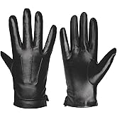 Harssidanzar Mens Leather Gloves Genuine Sheepskin Cashmere Lined Warm Touchscreen Texting Gloves SM052US