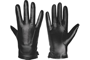 Harssidanzar Mens Leather Gloves Genuine Sheepskin Cashmere Lined Warm Touchscreen Texting Gloves SM052US