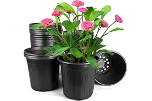 HQAUT 2 Gallon Pots for Plants, 8.7 Inch Gallon Nursery Pots with Drainage Holes, 2 Gallon Plastic Plant Pots for Cuttings, Seeding, Succulents, Transplanting