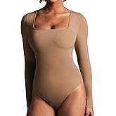 IUGA Long Sleeve Bodysuits for Women Square Neck Bodysuit Shapewear Bodysuit Tummy Control Slimming Body Suit for Womens