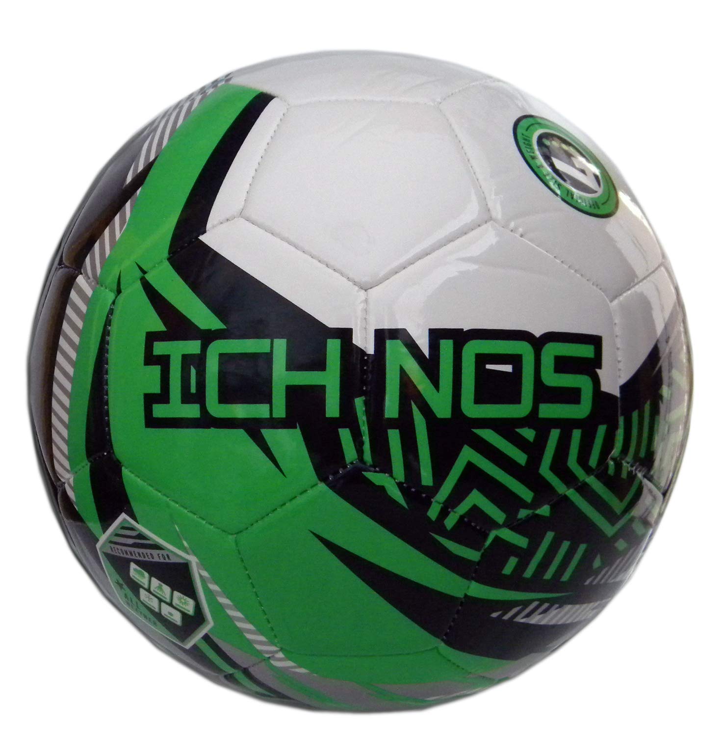 ICHNOS Snazzer Junior size football ball (White, Green, Blue, Silver, 4 (AGE 9-14))
