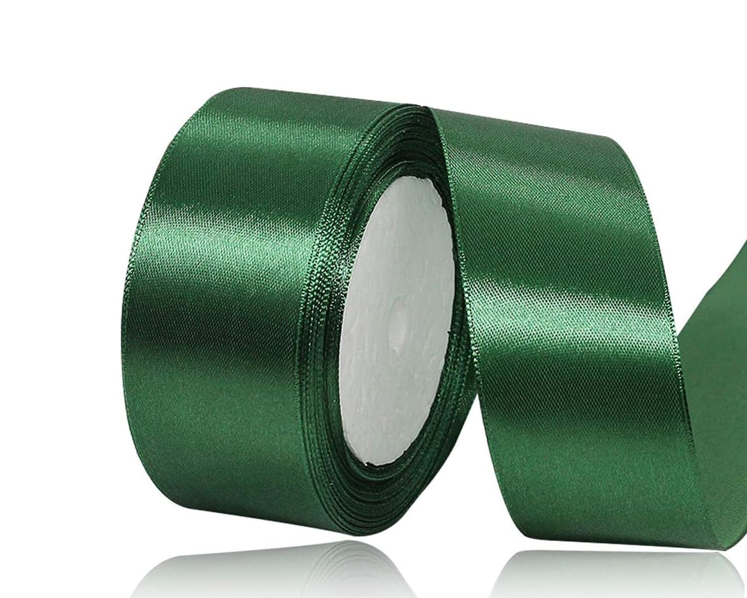 Dark Green Satin Ribbon 40mm, 22 Meters Dark Green Fabric Ribbons for Gift Wrapping, Crafting, Hair Bows, Sewing, Wreaths, Cakes, Wedding Party and Christmas Decoration