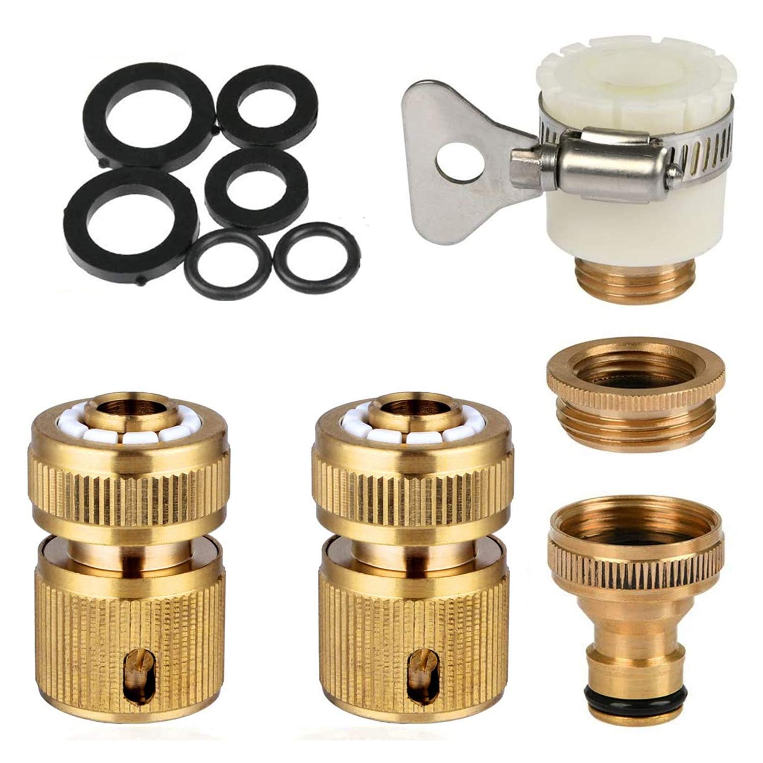 Meiyijia Brass Hose Fitting Set, Faucet Adapter Tap Connector, Perfect for Car & Pet Washing/Garden Showers Set