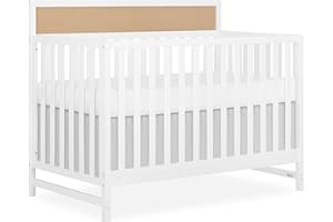 Dream On Me Kai Convertible Crib, White+Natural