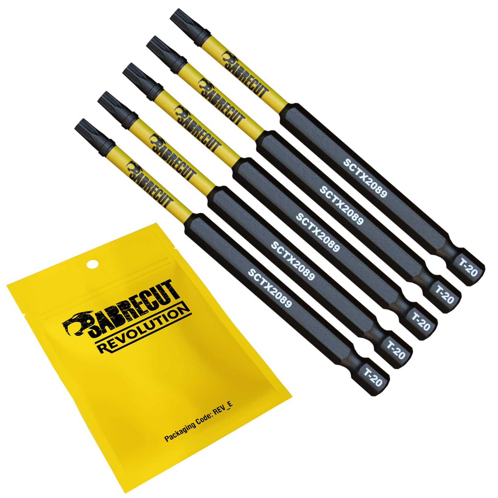 5 x SabreCut SCTX2089_5 89mm T20 TX20 Magnetic Impact Screwdriver Driver Bits Set Torx Heavy Duty