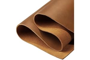 WAKTES Genuine Leather Square for Crafting, Crazy Horse Leather Sheets Fabric 12"x12" Full Grain Leather Pieces Thick Tooling Leather Material for Leather Work 1.8-2.1 mm Bourbon Brown