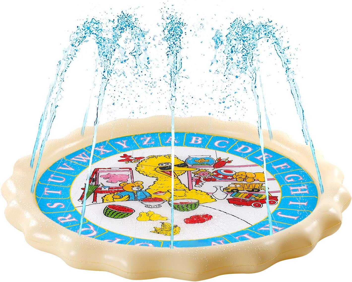 Supkiir Sprinkler Pad for Kids, Splash Play Mat for Learning, Inflatable Water Toys for Boys and Girls-“from A to Z” Outdoor Swimming Party Sprinkler Pool for Toddlers and Children
