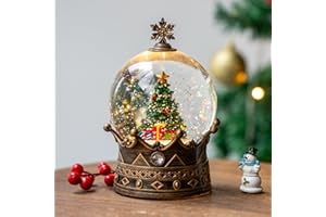 MXWCY Christmas Snow Globes, Christmas Tree Gift Water Lantern, 8 Christmas Music, USB Powered & Battery, Holiday Decorations Gifts for Family Children or Friends