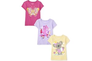 The Children's Place Toddler Girls Short Sleeve Multi Color Graphic T-Shirt, 3 Pack