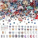 PH PandaHall 1320pcs Faceted Glass Beads Crystal Beads AB Color Cut Beads Sparkling Star Heart Turtle Beads Top Drilled Craft Beads for Bracelet Necklace Jewellery Making DIY Crafts 4~18mm
