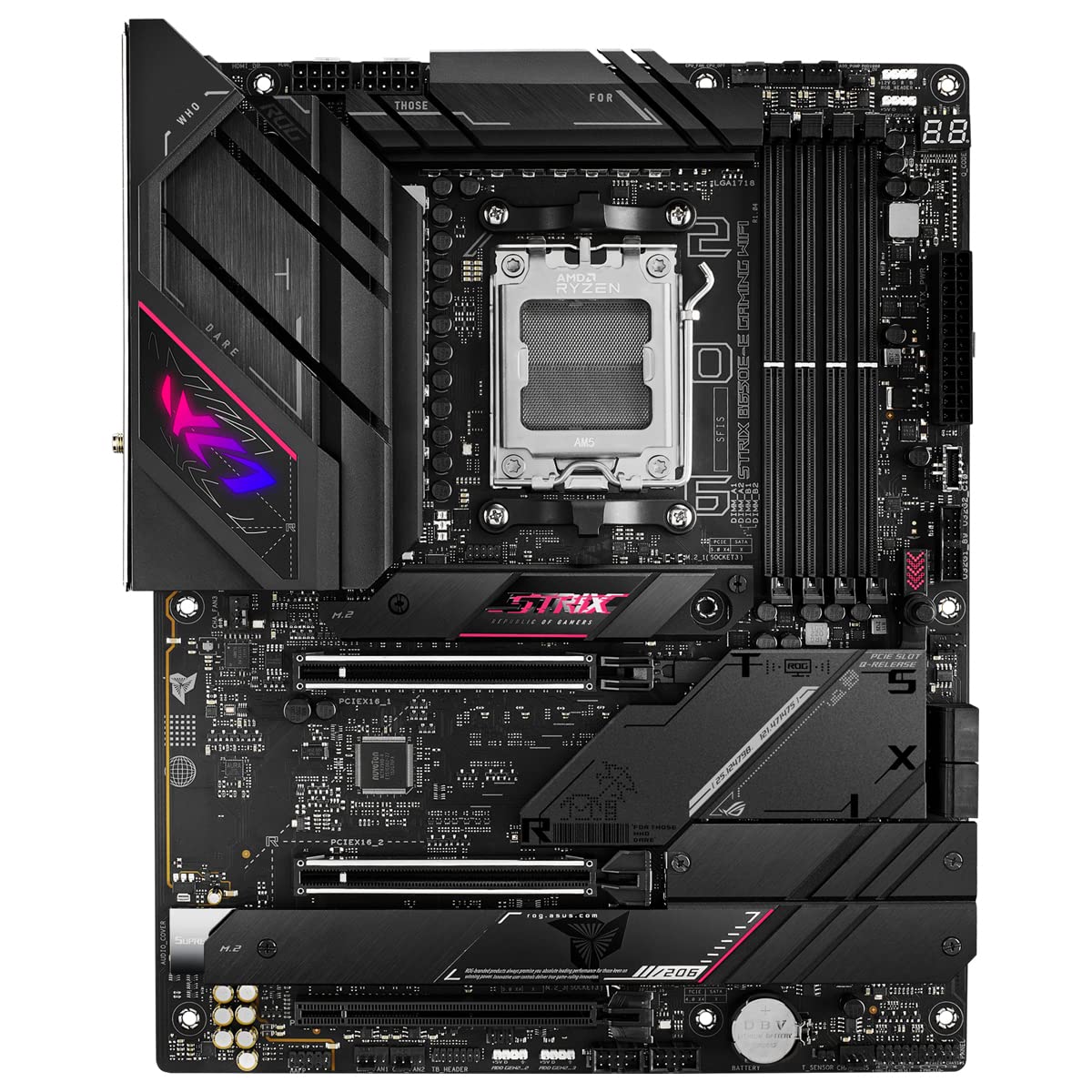 ASUS ROG Strix B650E-E Gaming WiFi Mainboard Sockel AMD AM5 (Ryzen 7000, ATX, DDR5 Speicher, 16+2 Power Stages, USB 3.2 Gen 2x2 Typ-C, PCIe 5.0, Q-Release, WiFi 6E, Aura Sync) 7