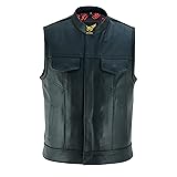 Leatherick Mens Black Motorcycle Vests - SOA Club