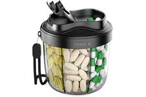 Pill Organizer with 7 Compartments, Pill Box Case for Holding 7 Different Vitamins, Anti-Mix Design for Easy Medication Retri