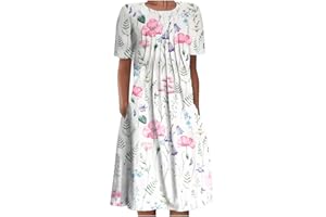 FEANCEY Casual Dresses for Women 2023 Trendy Vacation Dress Beach Party Boho Dresses Cotton Spring Summer Dresses Outfits