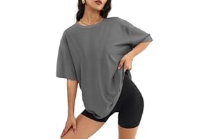 ATHMILE Womens Oversized T Shirts Loose Fit Crewneck Short Sleeve Tops Summer Casual Blouse Y2K 2024 Basic Tee