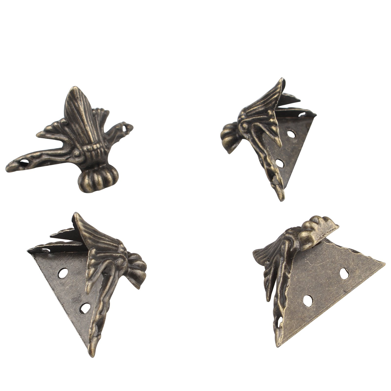 HALJIA 4 PCS Antique Bronze Box Legs Feet Corner Protector Metal Hardware Decorative Retro Jewelry Gift Box Wood Case Vintage
