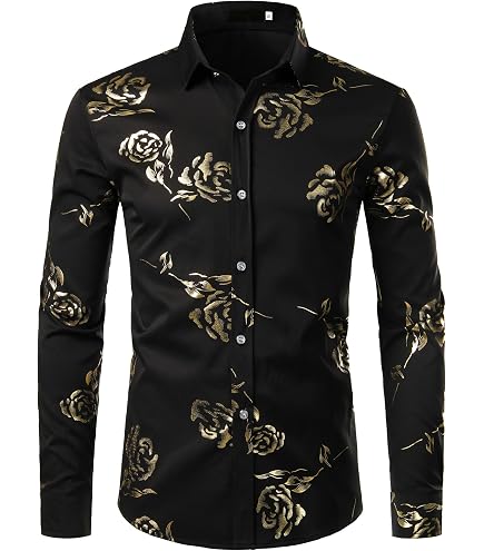 rose gold dress shirt for men ZEROYAA Mens Hipster Printed Slim Fit Short Sleeve Button Down Shirts ZZCL41 Black Small : Clothing, Shoes & Jewelry 16.5 x 34 Color:Denim Navy House of CB | island style clothing