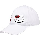 Sanrio Hello Kitty Chenille Patch Baseball Cap, Sanrio Adjustable Snapback Hat for Adults, White
