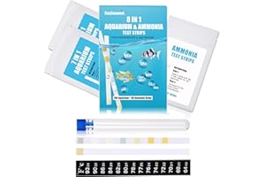 SAYSUMMER 8 in 1 Ammonia Test Kit for Aquarium, Aquarium Test Strips, Fish Tank Test Strips, Aquarium Ammonia Test Strips for Aquarium 150 Counts for Freshwater Saltwater, Testing Ammonia and 7 More