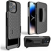 HIDAHE Compatible with iPhone 14 PRO Holster Case, Combo Shell Slim Rugged iPhone 14 Pro Case with Kickstand, Swivel Belt Clip Holster Shockproof Protective Cover for iPhone 14 PRO 6.1'' 2022, Black