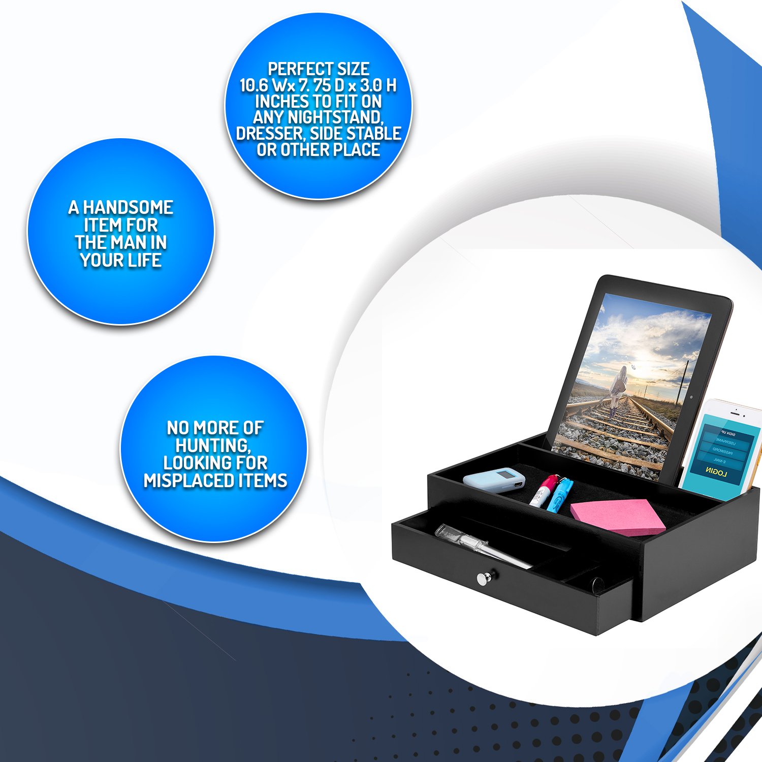 Mens Valet Tray For Men Nightstand Organizer Catch All Edc Tray For Men Keeping Items Organized As A Docking Station Gift Of Space