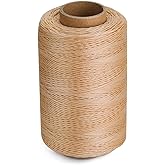 KAQRHFT Sewing Thread, Leather Upholstery 437 Yards 630D/0.55mm Round Waxed Thread for Leather Sewing, Spool Wax Coated String for Stitching, Bookbinding, Braiding, Car Sofa Repair Craft- Beige
