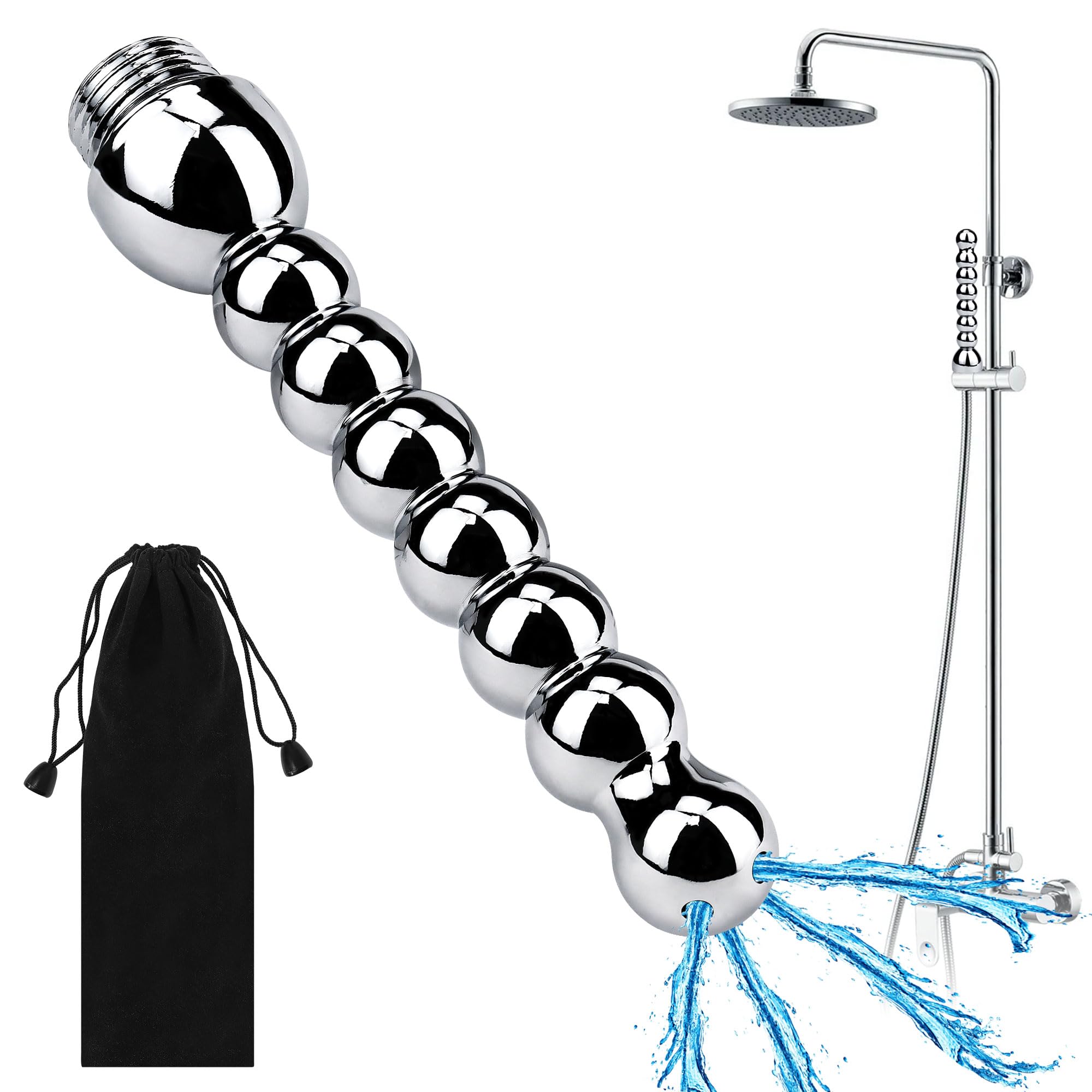 Shower Enema Douche Nozzle Shower Attachments Aluminum Shower Cleaner Douche System Bathroom Accessories Intimate Hygiene Colonic Cleanse Kit for Men and Women