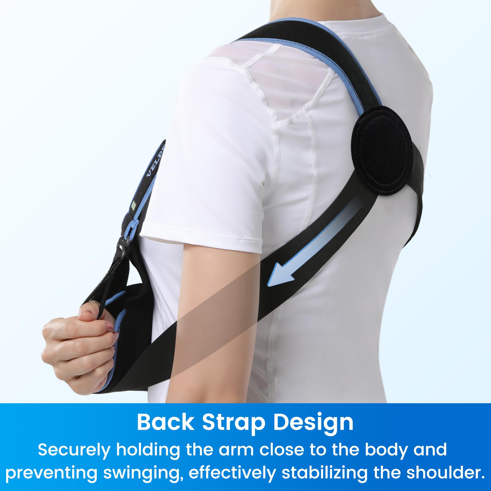 Velpeau Arm Sling Shoulder Immobilizer for Women and Men, fit Left or Right Arm - Rotator Cuff Support Brace - Medical Sling for Shoulder, Clavicle, Elbow Injury (Comfort type, Large: Bust 33.5″-41″)