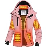 VERGOO Graphene Heated Waterproof Jackets for Women with Hood Included 18400mAh Battery Pack