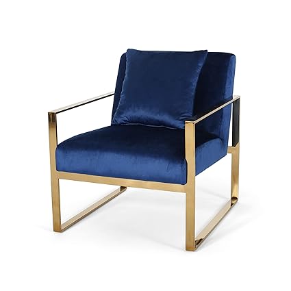 Christopher Knight Home Agatha Stainless Steel Modern Glam Arm Chair With Removable Accent Pillow Navy Blue And Rose Gold Finish Amazon In Home Kitchen