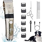 IWEEL Dog Clippers, 2-Speed Professional Rechargeable Cordless Cat Shaver and Low Noise Water Proof Electric Dog Trimmer Pet Grooming Kit Animal Hair Clippers Tool with Scissors Combs