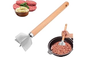 Stainless Steel Ground Beef Chopper, 28cm/11in 6 Blade Hamburger Masher Burger Smasher Food Breaker Potato Meat Mixer Shredde
