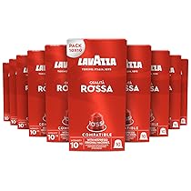 Lavazza, Qualità Rossa, 100 Capsule di Caffè in Alluminio Compatibili con Macchine Nespresso Original, con Note di Cioccolato e Frutta Secca, Arabica e Robusta, Intensità 10, 13, Tostatura Media